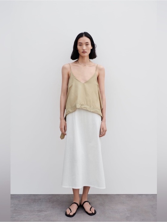 Zara Dresses & Skirts - Light Tan Cami & White Midi Dress